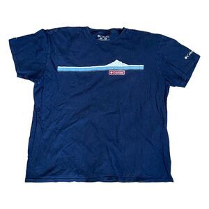 Columbia Graphic Tee Navy Blue Short Sleeve Crewneck Outdoor Hiking L